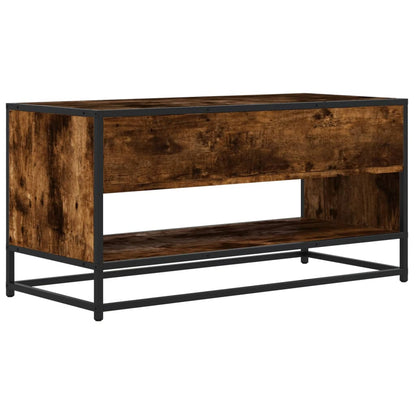 vidaXL Meuble TV chêne fumé 91x40x46 cm bois d'ingénierie et métal