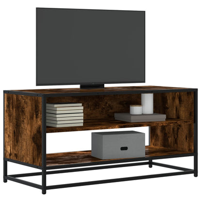 vidaXL Meuble TV chêne fumé 91x40x46 cm bois d'ingénierie et métal