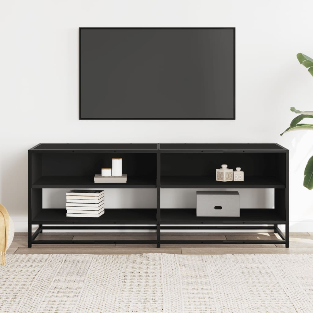 vidaXL Meuble TV Noir 120,5x40x46 cm Bois d'ingénierie et métal