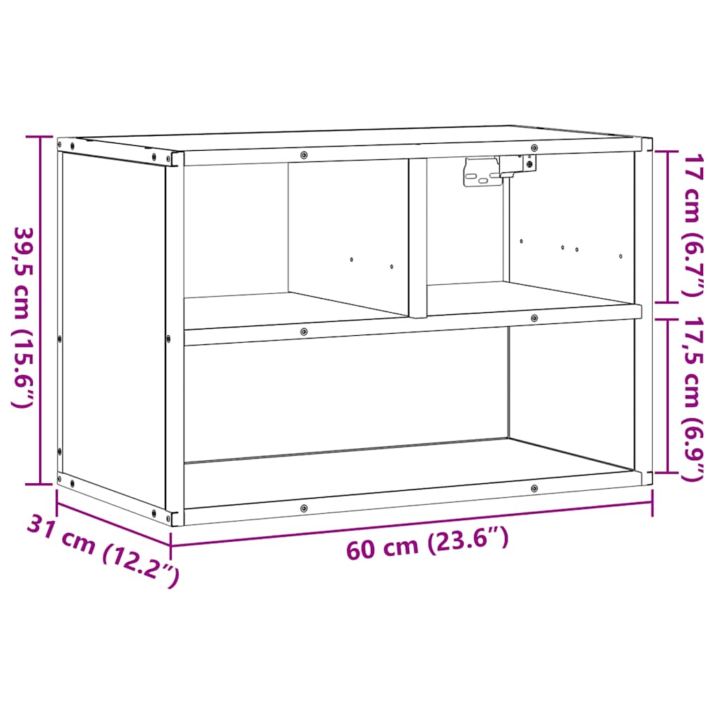 vidaXL TV-Schrank Räuchereiche 60x31x39,5 cm Holzwerkstoff und Metall