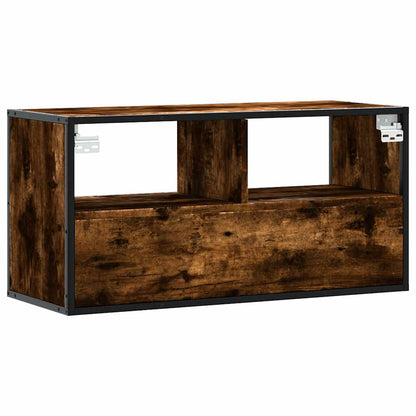 vidaXL Meuble TV chêne fumé 80x31x39,5 cm bois d'ingénierie et métal