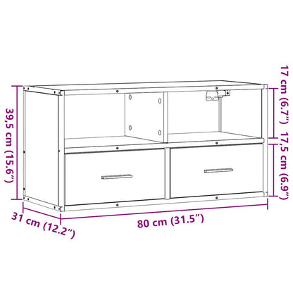 vidaXL Meuble TV chêne fumé 80x31x39,5 cm bois d'ingénierie et métal