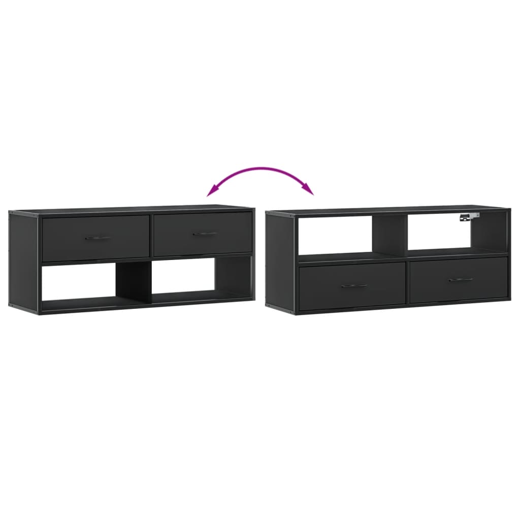 Meuble TV vidaXL Noir 100x31x39,5 cm Bois d'ingénierie et métal