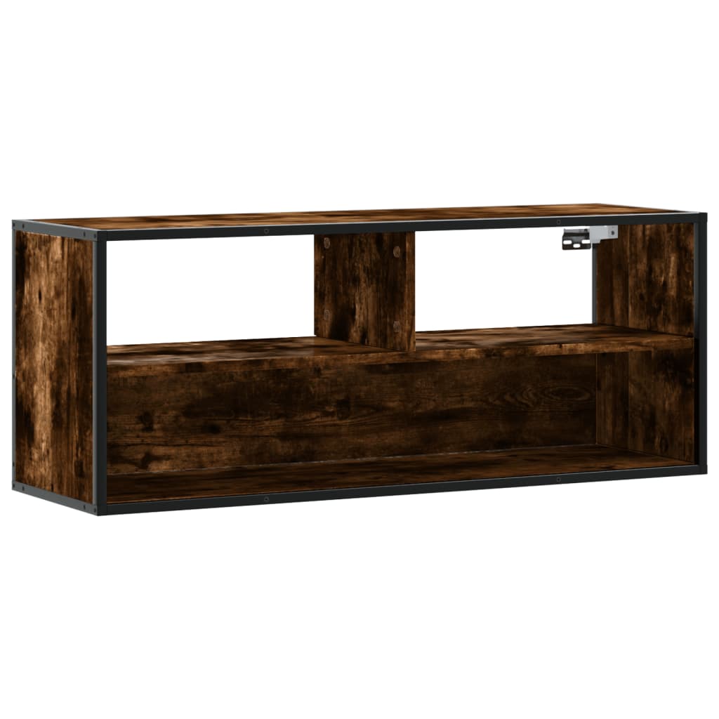 vidaXL Meuble TV chêne fumé 100x31x39,5 cm, bois d'ingénierie et métal