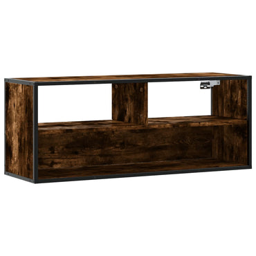vidaXL Meuble TV chêne fumé 100x31x39,5 cm, bois d'ingénierie et métal