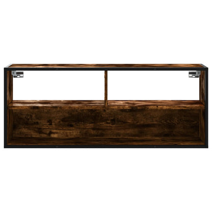 vidaXL Meuble TV chêne fumé 100x31x39,5 cm, bois d'ingénierie et métal