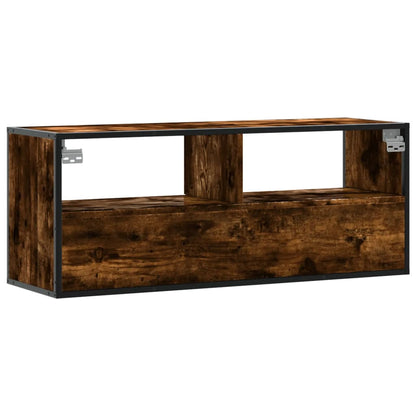 vidaXL Meuble TV chêne fumé 100x31x39,5 cm, bois d'ingénierie et métal