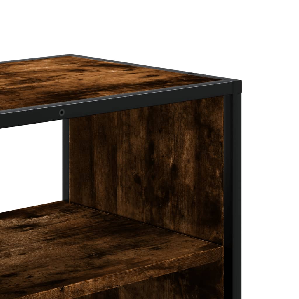 vidaXL Meuble TV chêne fumé 100x31x39,5 cm, bois d'ingénierie et métal