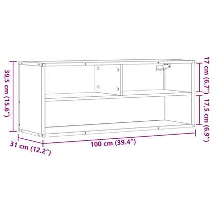 vidaXL Meuble TV chêne fumé 100x31x39,5 cm, bois d'ingénierie et métal
