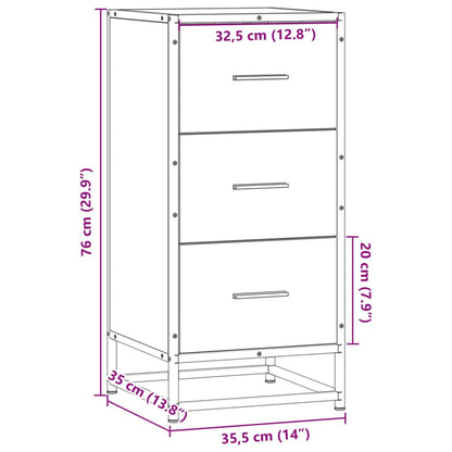 vidaXL Sideboard Sonoma-Eiche 35,5x35x76 cm Holzwerkstoff und Metall