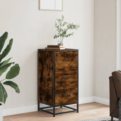 vidaXL Sideboard Räuchereiche 35,5x35x76 cm Holzwerkstoff und Metall