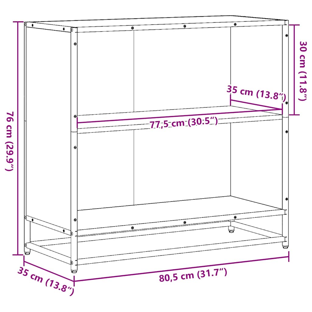 vidaXL Bibliothèque marron aspect chêne 80,5x35x76 cm bois d'ingénierie