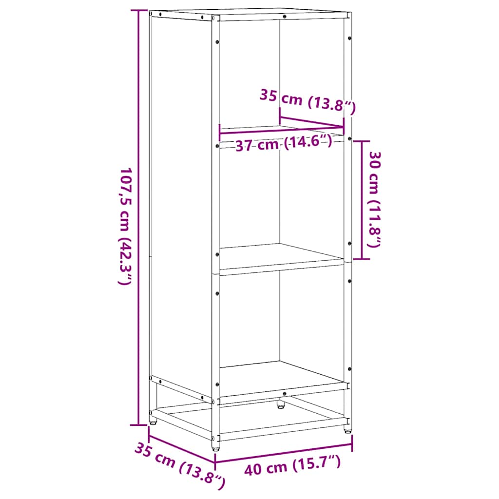 vidaXL Bücherregal Braun Eichen-Optik 40x35x107,5 cm Holzwerkstoff