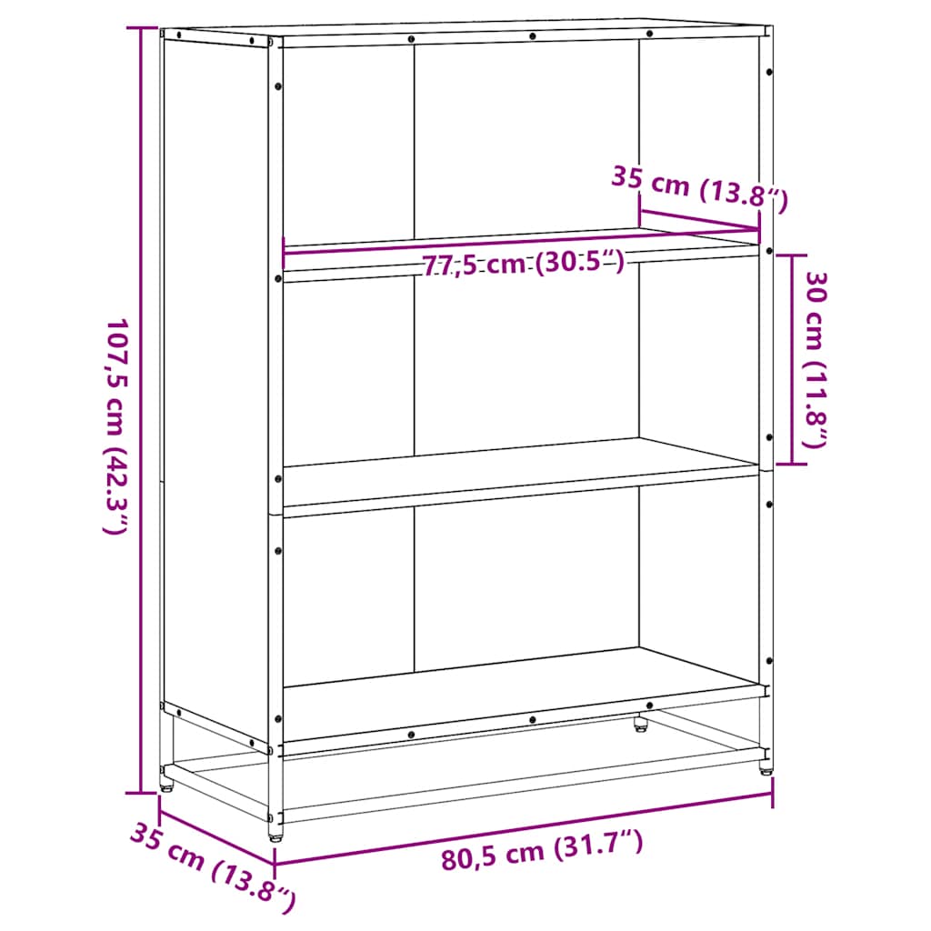 vidaXL Bücherregal Räuchereiche 80,5x35x107,5 cm Holzwerkstoff