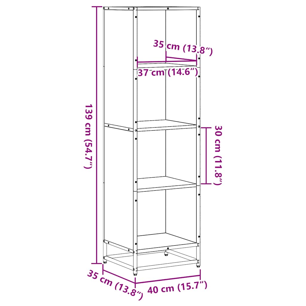 vidaXL Bücherregal Räuchereiche 40x35x139 cm Holzwerkstoff