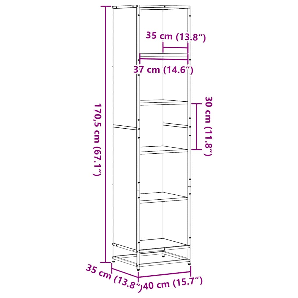vidaXL Étagère à livres chêne Sonoma 40x35x170,5 cm bois d'ingénierie