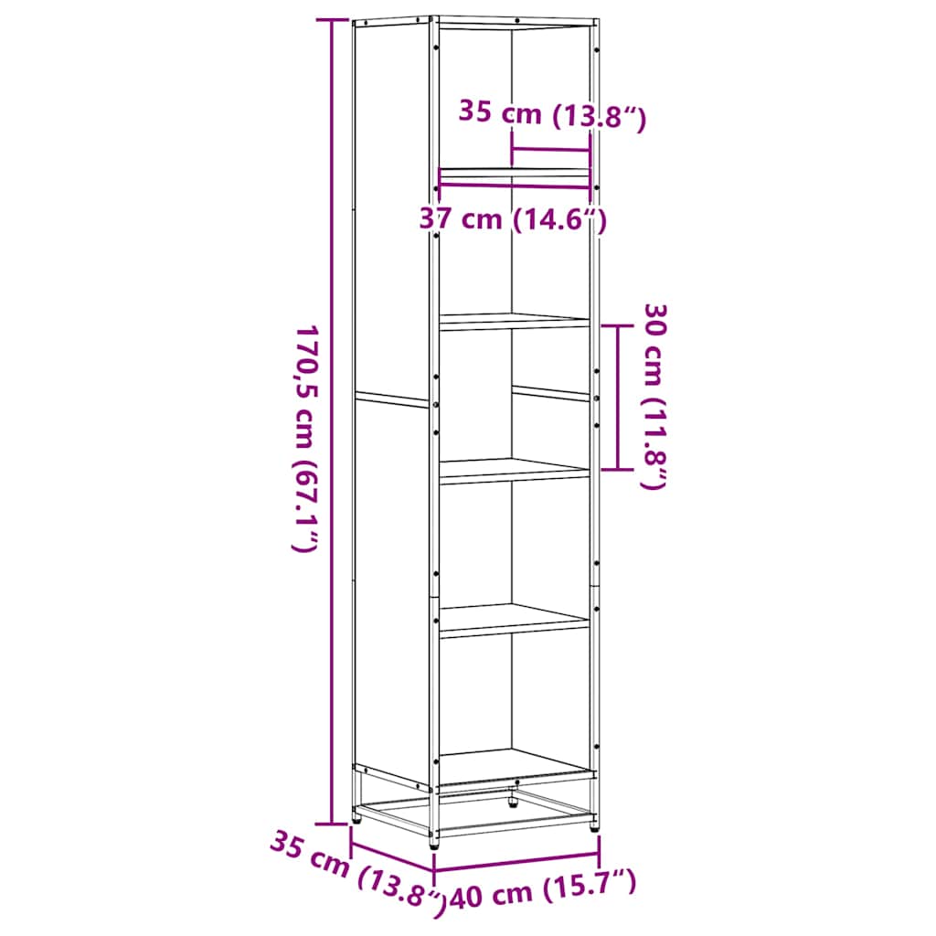 vidaXL Bücherregal Räuchereiche 40x35x170,5 cm Holzwerkstoff