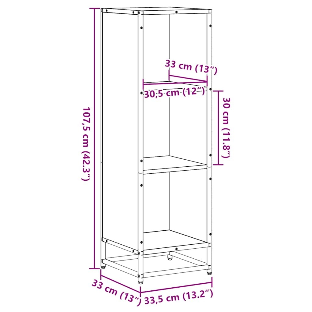 vidaXL Étagère à livres chêne fumé 33,5x33x107,5 cm bois d'ingénierie