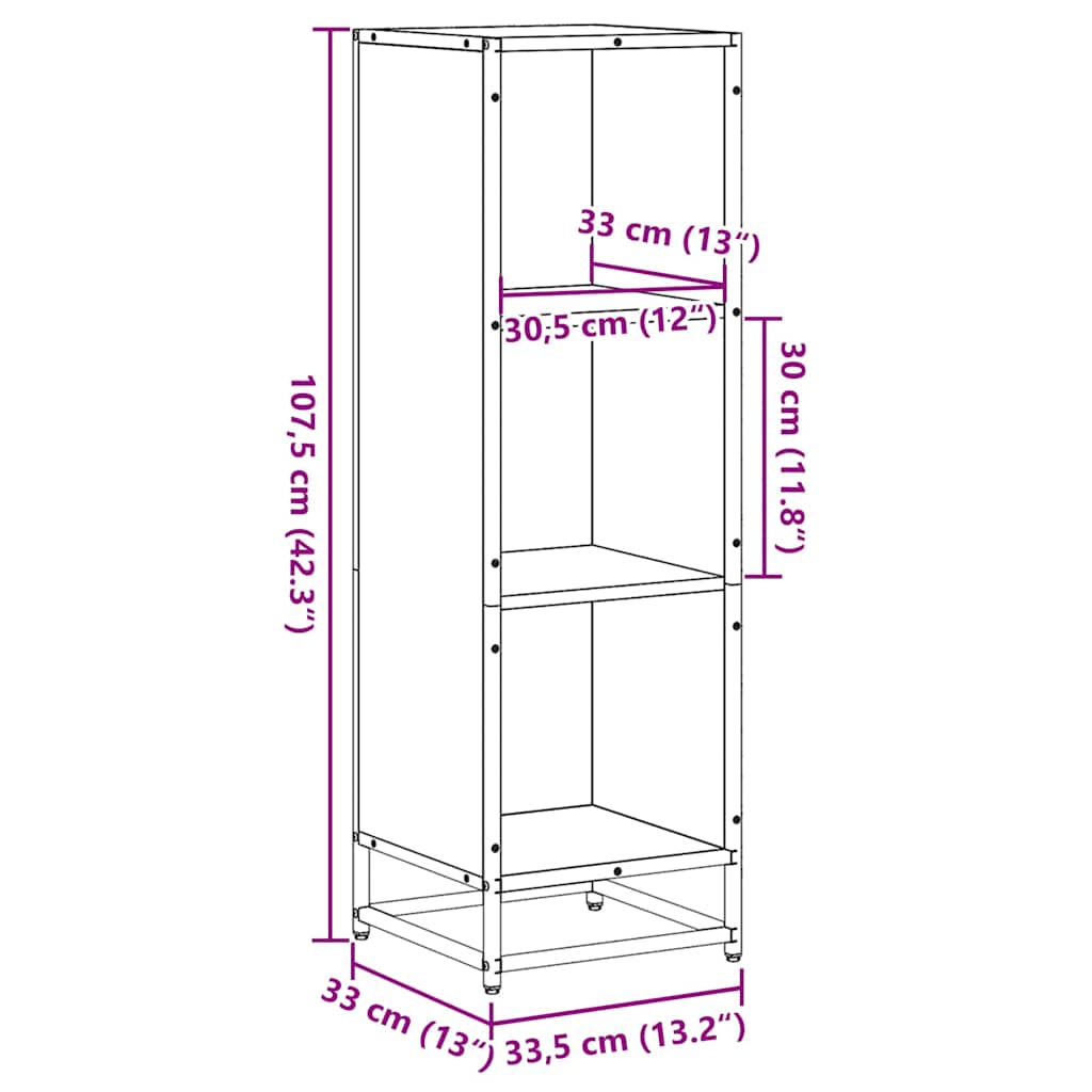 vidaXL Bibliothèque grise Sonoma 33,5x33x107,5 cm en bois d'ingénierie