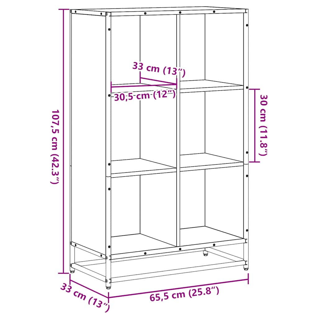 vidaXL Bibliothèque noire 65,5x33x107,5 cm en bois d'ingénierie