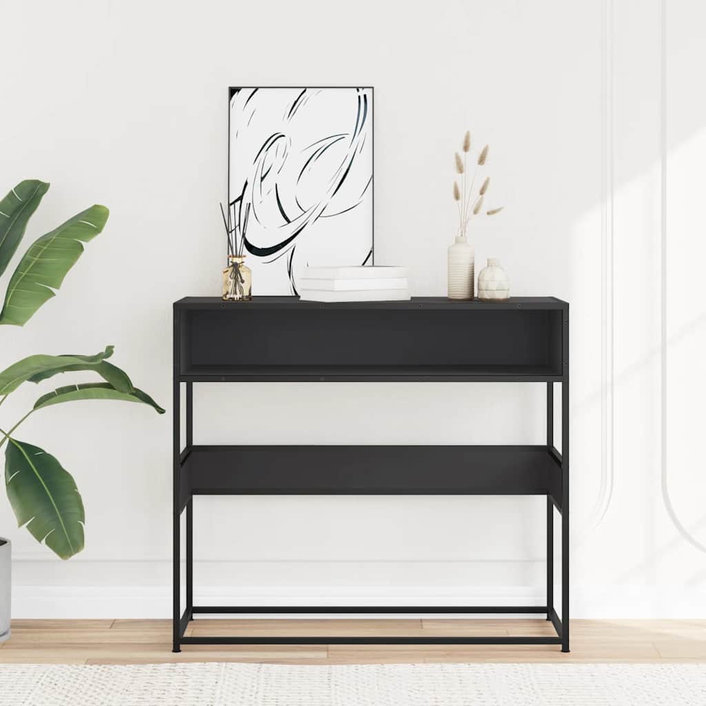vidaXL Table console noir 90x35x80 cm Bois d'ingénierie