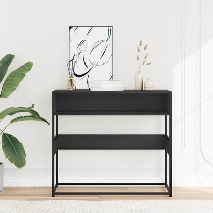 vidaXL Table console noir 90x35x80 cm Bois d'ingénierie