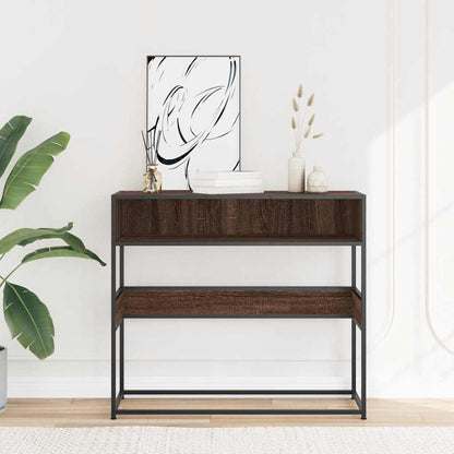 vidaXL Console marron aspect chêne 90x35x80 cm Bois d'ingénierie
