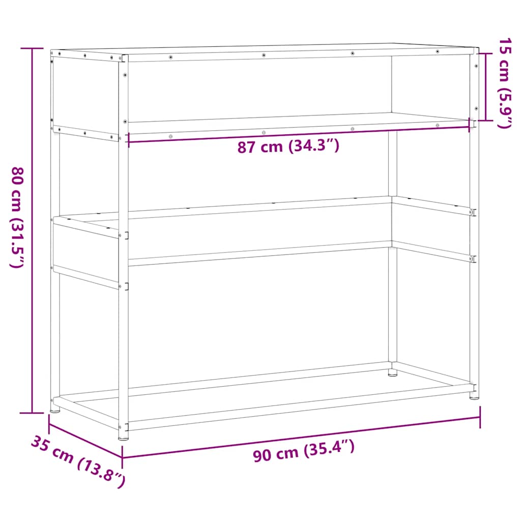 vidaXL Console marron aspect chêne 90x35x80 cm Bois d'ingénierie