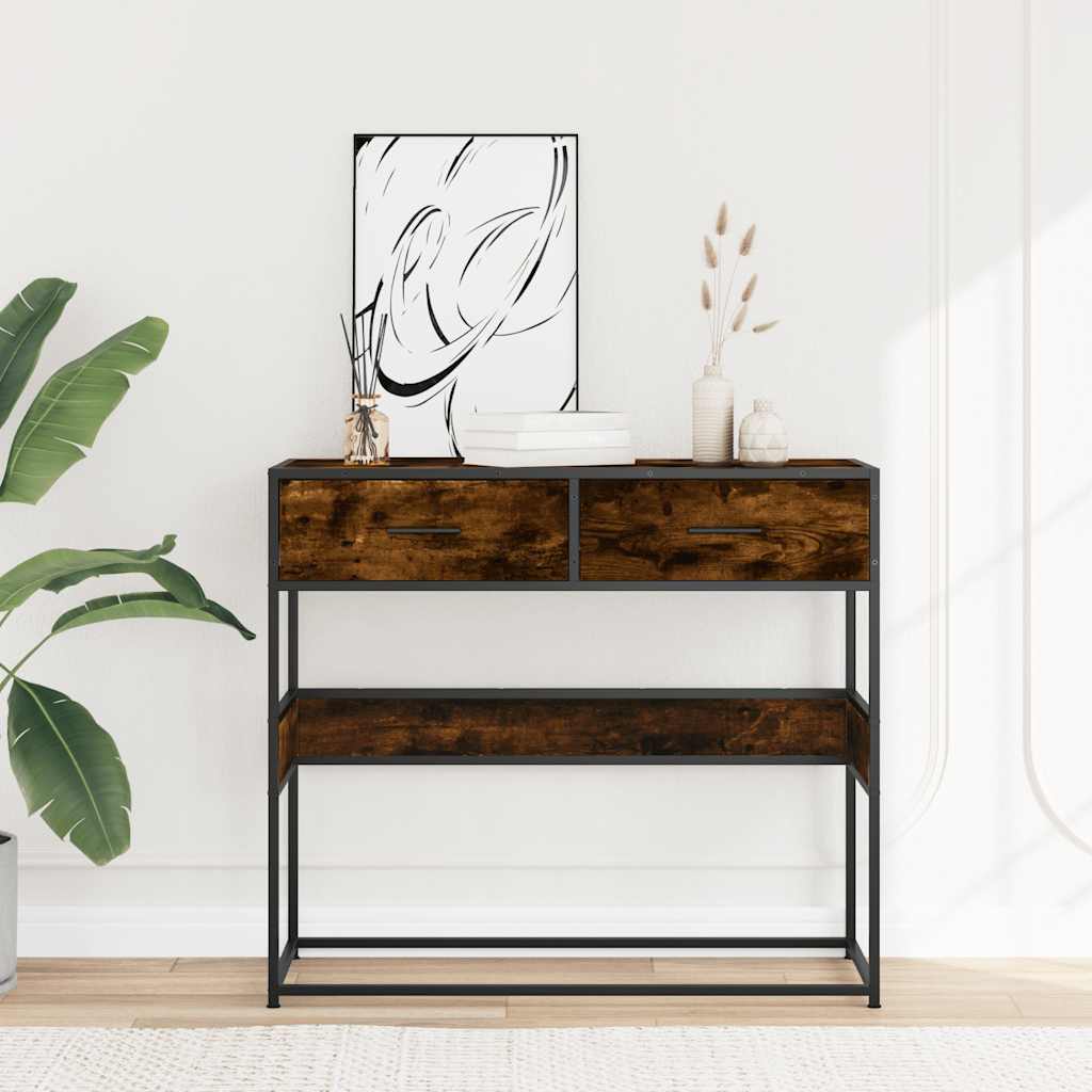 vidaXL Console Chêne fumé 90x35x80 cm Bois d'ingénierie
