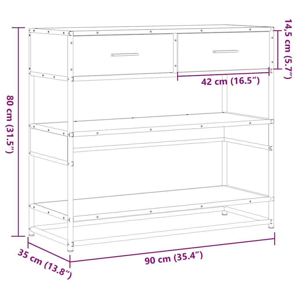 vidaXL Console Noir 90x35x80 cm Bois d'ingénierie