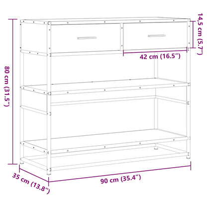 vidaXL Konsolentisch Braun Eichen-Optik 90x35x80 cm Holzwerkstoff