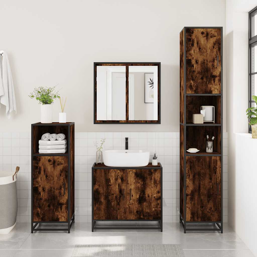 vidaXL Badschrank Räuchereiche 35x37,5x100 cm Holzwerkstoff
