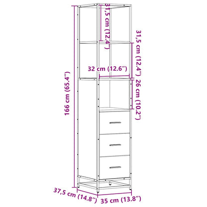 vidaXL Meuble de salle de bain chêne Sonoma 35x37,5x166 cm Aggloméré
