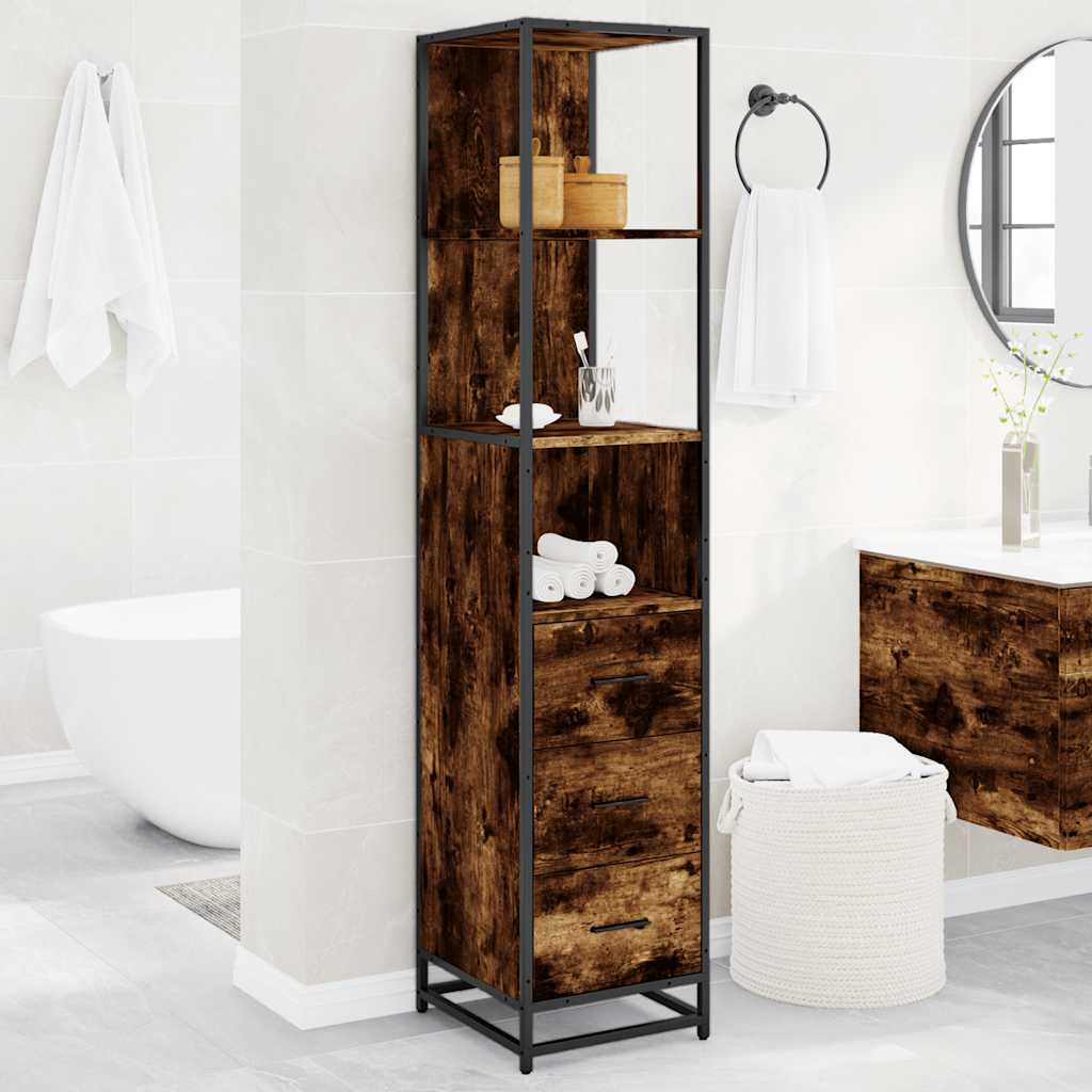 vidaXL Meuble de salle de bain chêne fumé 35x37,5x166 cm bois d'ingénierie