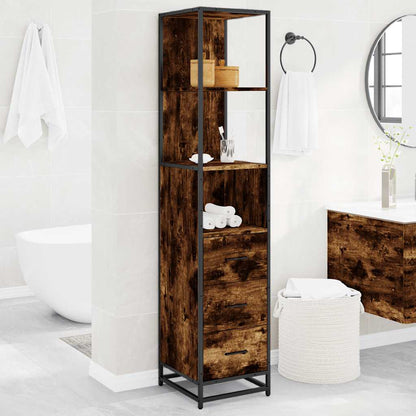 vidaXL Meuble de salle de bain chêne fumé 35x37,5x166 cm bois d'ingénierie