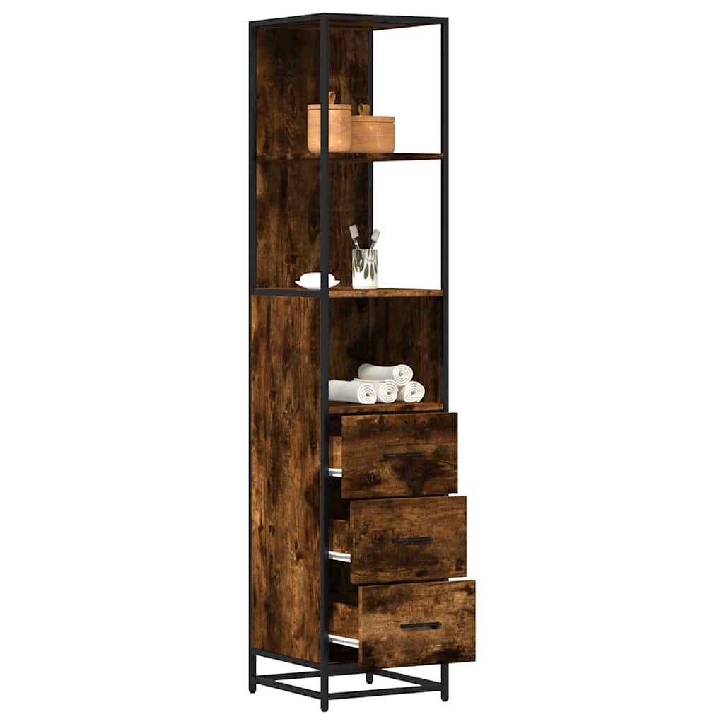 vidaXL Meuble de salle de bain chêne fumé 35x37,5x166 cm bois d'ingénierie