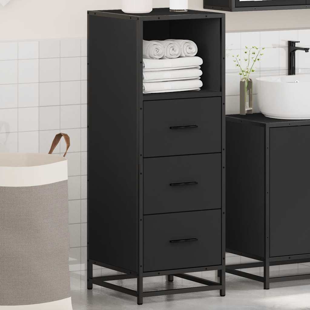 vidaXL Meuble de salle de bain noir 35x37,5x100 cm en bois d'ingénierie