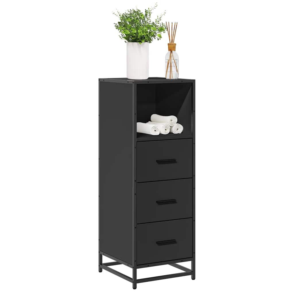 vidaXL Meuble de salle de bain noir 35x37,5x100 cm en bois d'ingénierie