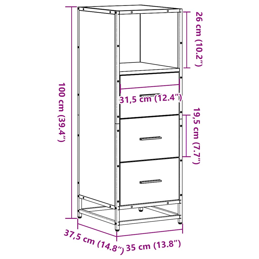 vidaXL Meuble de salle de bain chêne Sonoma 35x37,5x100 cm bois d'ingénierie