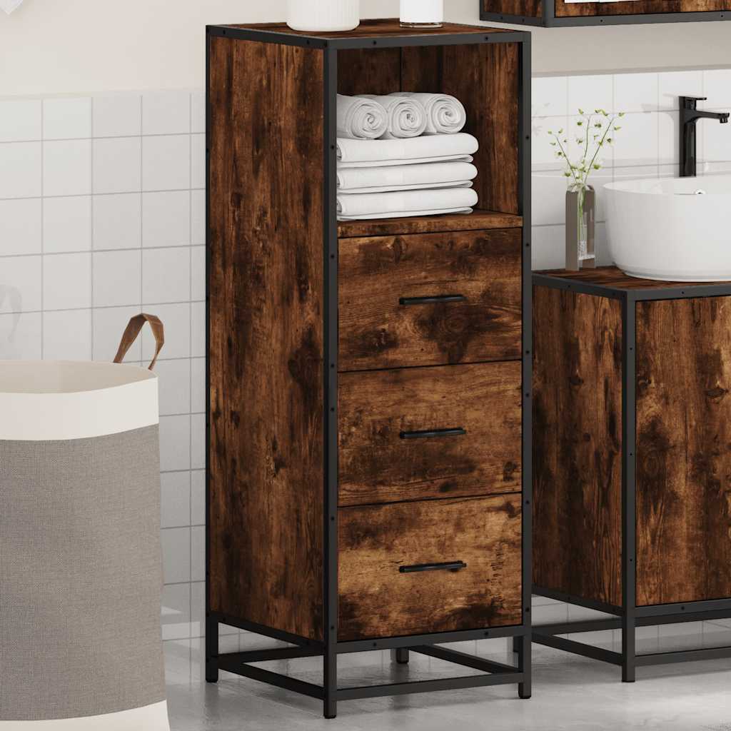vidaXL Badschrank Räuchereiche 35x37,5x100 cm Holzwerkstoff