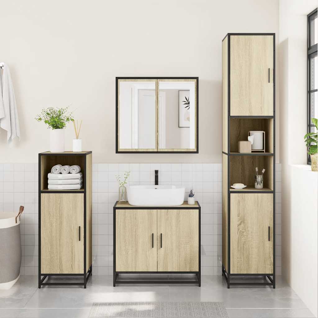 vidaXL Armoire de toilette à miroir chêne Sonoma 65 x 20 x 60 cm en bois d'ingénierie