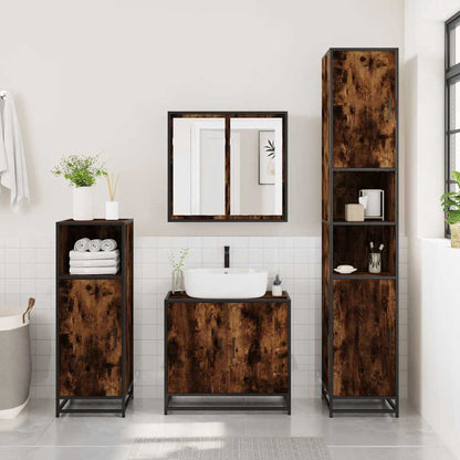 vidaXL Bad-Spiegelschrank Räuchereiche 65x20x60 cm Holzwerkstoff
