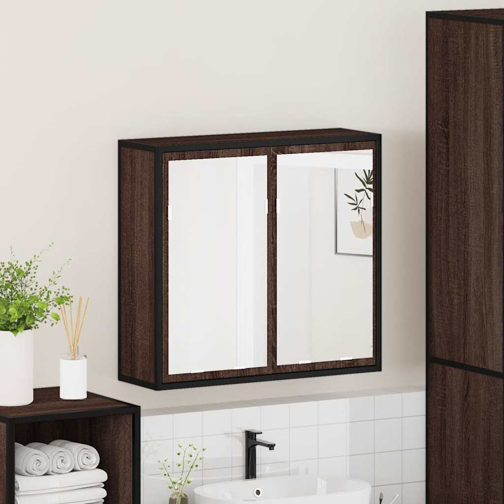 vidaXL Bad-Spiegelschrank Braun Eichen-Optik 65x20x60 cm Holzwerkstoff
