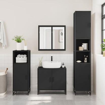vidaXL Spiegelschrank Schwarz 65x20x60 cm Holzwerkstoff