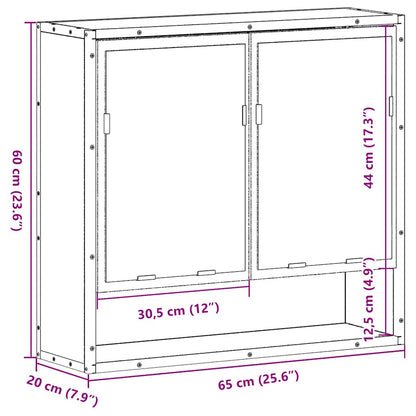 vidaXL Spiegelschrank Schwarz 65x20x60 cm Holzwerkstoff