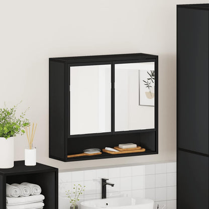 vidaXL Spiegelschrank Schwarz 65x20x60 cm Holzwerkstoff
