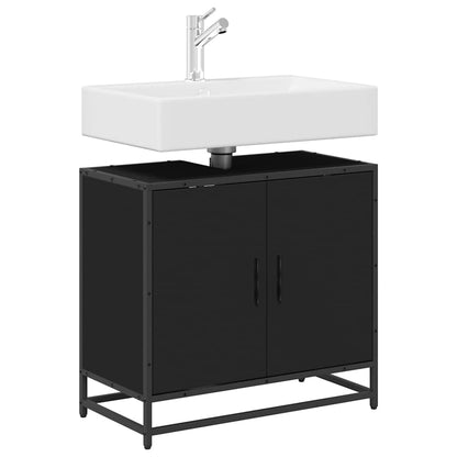 vidaXL Waschbeckenunterschrank Schwarz 65x33x60 cm Holzwerkstoff
