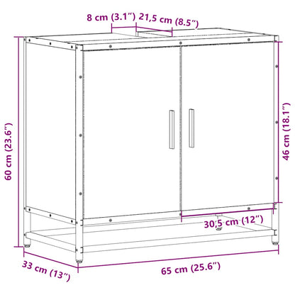vidaXL Badezimmer-Waschbeckenschrank Sonoma-Eiche 65 x 33 x 60 cm Holzwerkstoff