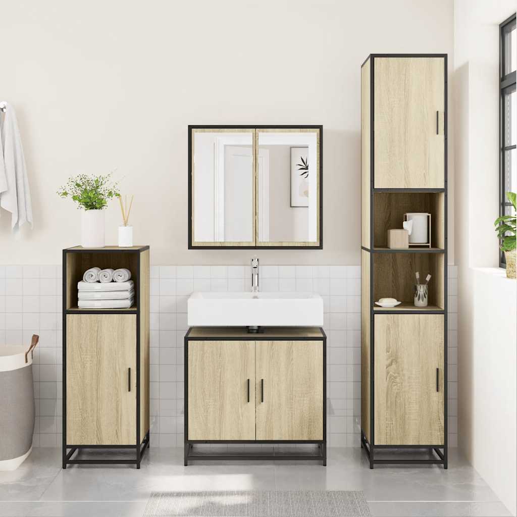 vidaXL Badezimmer-Waschbeckenschrank Sonoma-Eiche 65 x 33 x 60 cm Holzwerkstoff