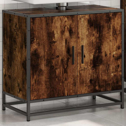 vidaXL Waschbeckenunterschrank Räuchereiche 65x33x60 cm Holzwerkstoff